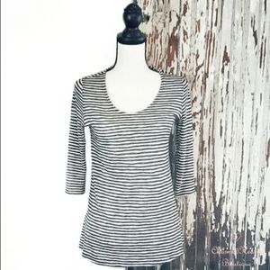 W5 Concepts Striped Empire Top Black And White Size S